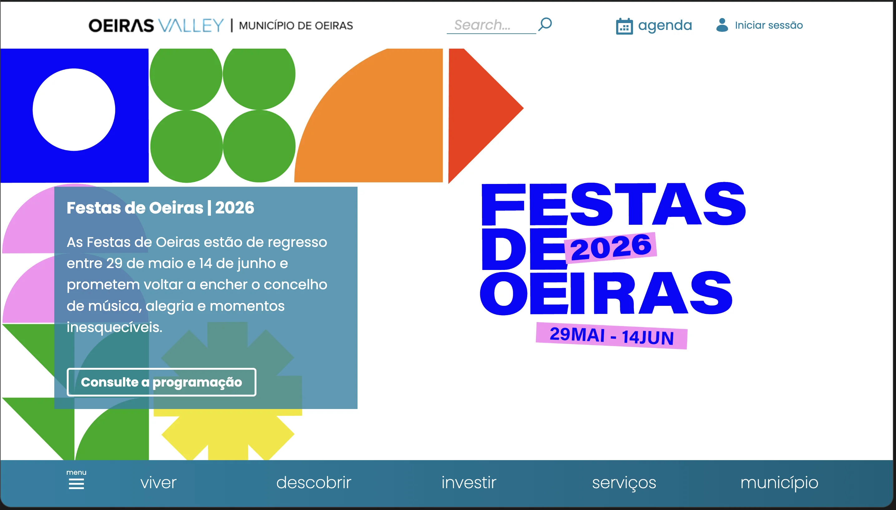 Página principal de los portales institucionales de Oeiras